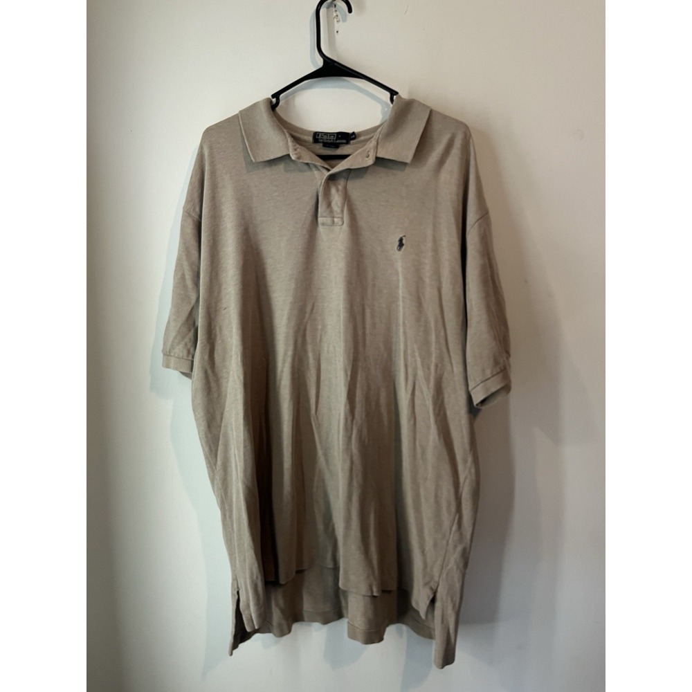 Vintage Polo Ralph Lauren Short Sleeve Polo Shirt Mens‎ XXL Beige Pony Logo